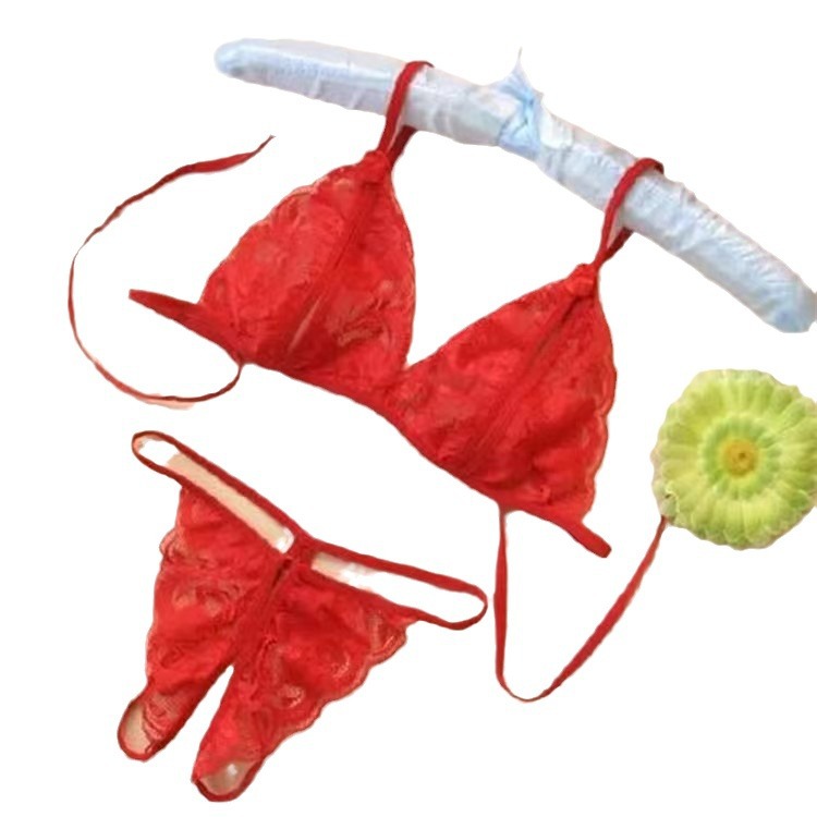 Sexy Three-Point Sexy Lingerie Small Three-Point Women's Transparent Lace Bra Panties Temptation Split Set Dropshipping