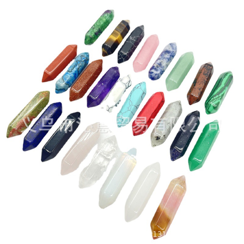 Factory wholesale hot sale natural crystal agate gem hexagon column bullet Crystal column pendant jewelry accessories