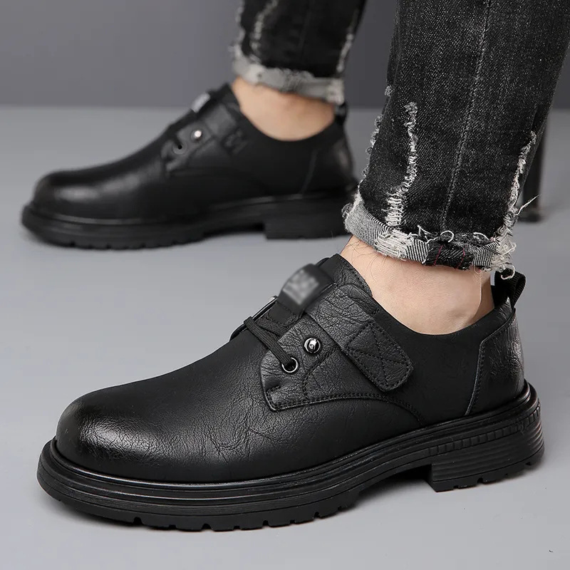 Men's Leather Shoes, Business Formal Wear, Men's British Casual Shoes, Trendy Large Size Youth Wedding Shoes, Work Soft-Soled Men's Shoes