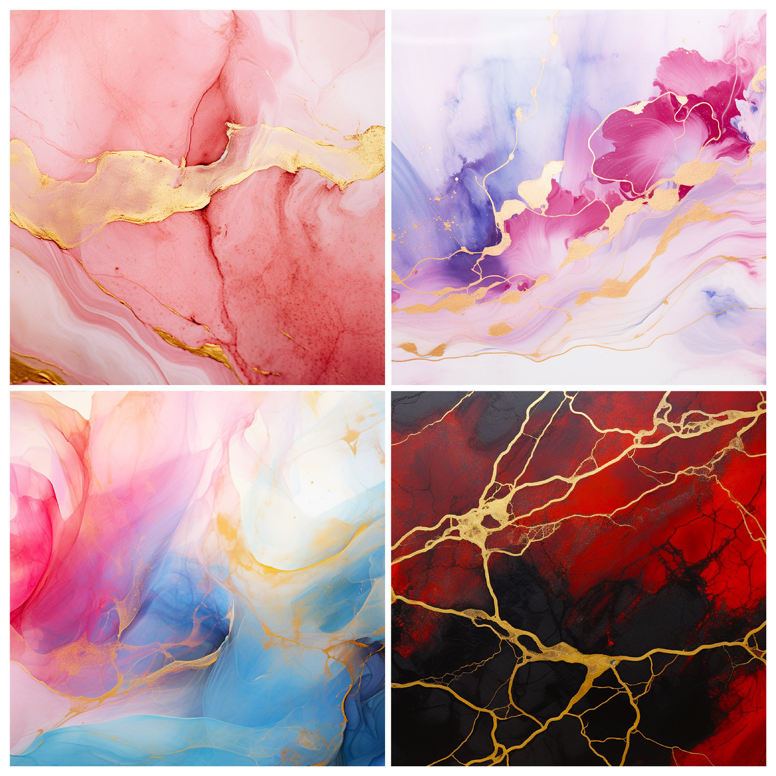 12 Sheets/Pack Red Pink Marble Gilt Background Paper DIY Cross-Border New Handbook Cutting Thin Material Paper