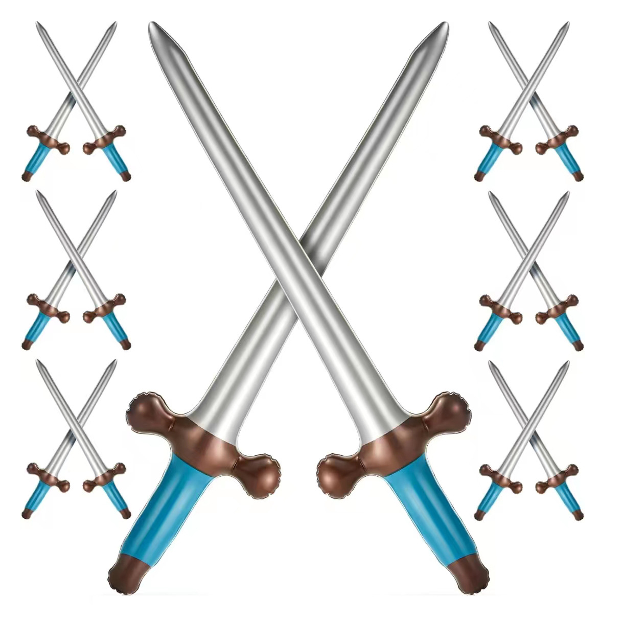 Cross-Border Inflatable Toy Sword Pixel Inflatable Knife Kidsren's Mosaic Plaid Sword Halloween Toy Stick Hammer Ax