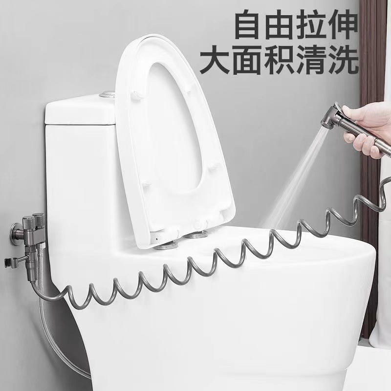 Toilet Companion Spray Gun Flusher Shower Bathroom Faucet High-Pressure Faucet Household Dual-Switch Angle Valve