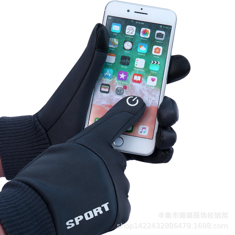 Wholesale autumn and winter full finger gloves fleece-lined Waterproof warm men's and women's gloves wear-resistant riding touch screen gloves