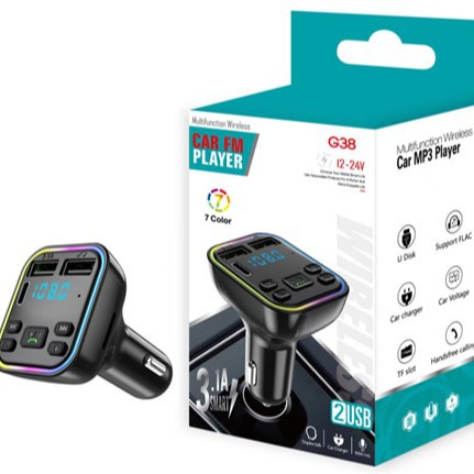 Q7C1X8G38G39 Cross-Border E-Commerce Manufacturer Direct Sales Car Bluetooth Mp3 Player Hands-Free Call Voice Broadcast