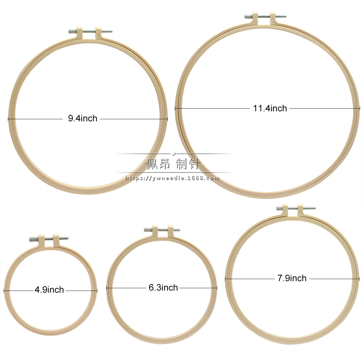 Hot Selling Embroidery Stretch DIY Imitation Bamboo Embroidery Stretch Frame Embroidery Stretch Cross-stitch Tools Beige Plastic Embroidery Circle Set