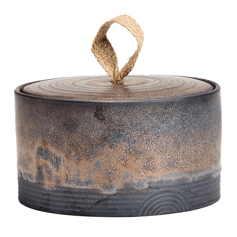 Free Shipping Coarse Pottery Tea Can Sealed Can Storage Can Tea Packaging Box Ceramic Pu'Er Tea Storage Tea Can Retro Style