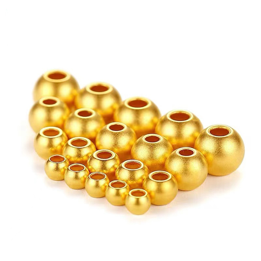 Shuibei 999 Pure Gold Ancient Method Small Gold Beads Money Cat's Eye Beads 3D Hard Gold Light Round Beads Transfer Beads DIY Accessories Wholesale