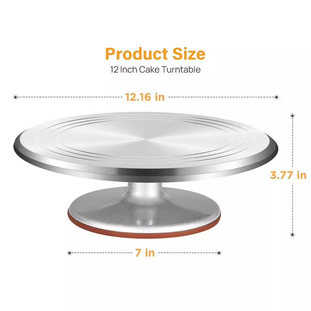 Aluminum alloy turntable 12 inch rotating cake turntable with non-slip mat bottom baking utensils cake decoration supplies