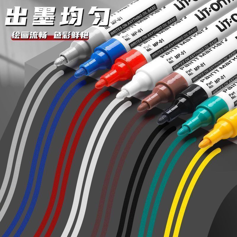 Paint Marker Pen Touch-Up Pen Car Waterproof and Oil-Proof Non-Fading Industrial Non-Fading Graffiti Pen Tire Pen