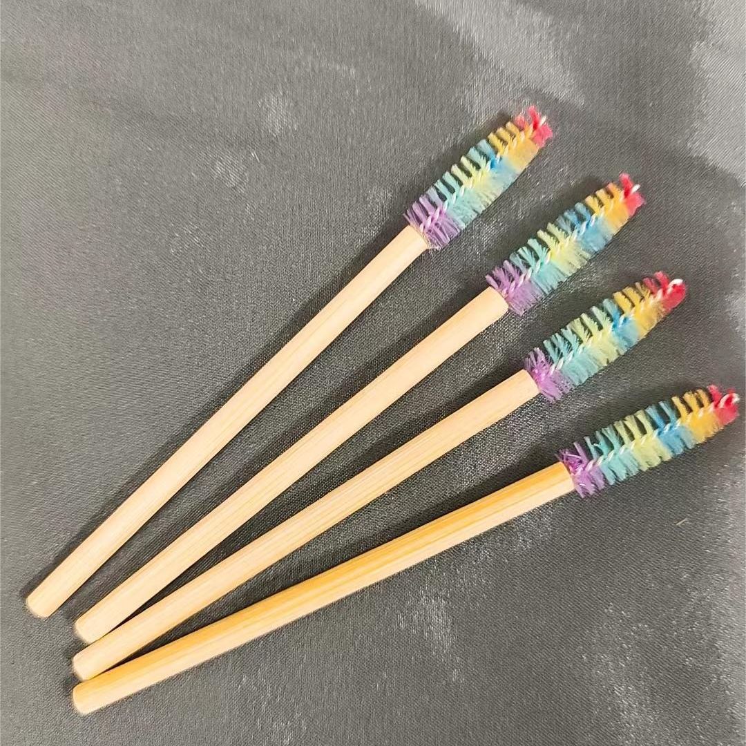 Disposable eyelash brush makeup tool bamboo rod eyelash brush rainbow brush head solid bamboo rod eyelash brush