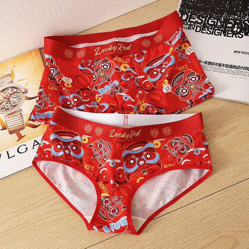 Новое нижнее белье для пары, большие красные трусики для женщин и мужчин