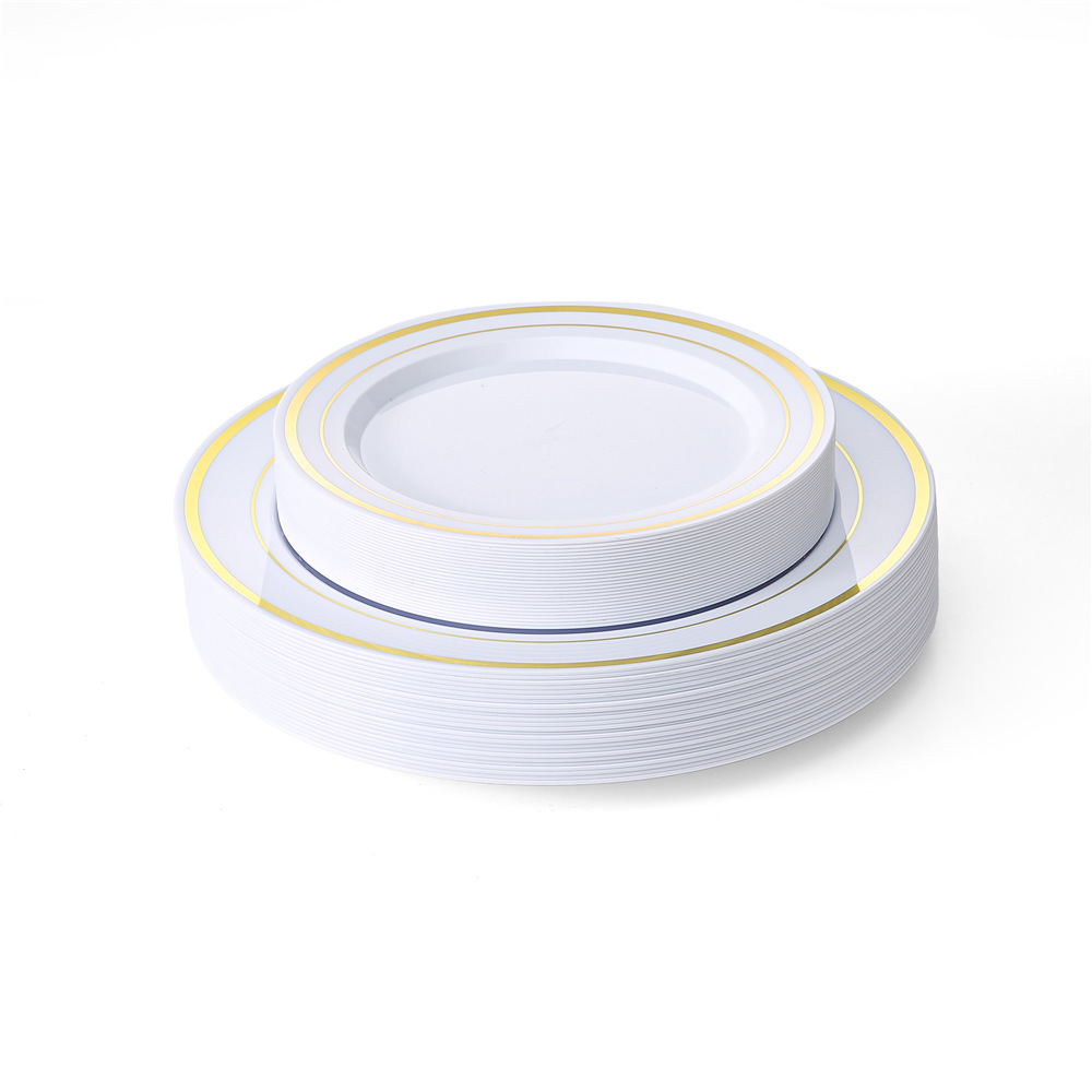 Ready-Made Disposable Tableware Gold-Rimmed Set Knife, Fork and Spoon Serving Birthday Party Set Amazon Xiyin Cross-Border