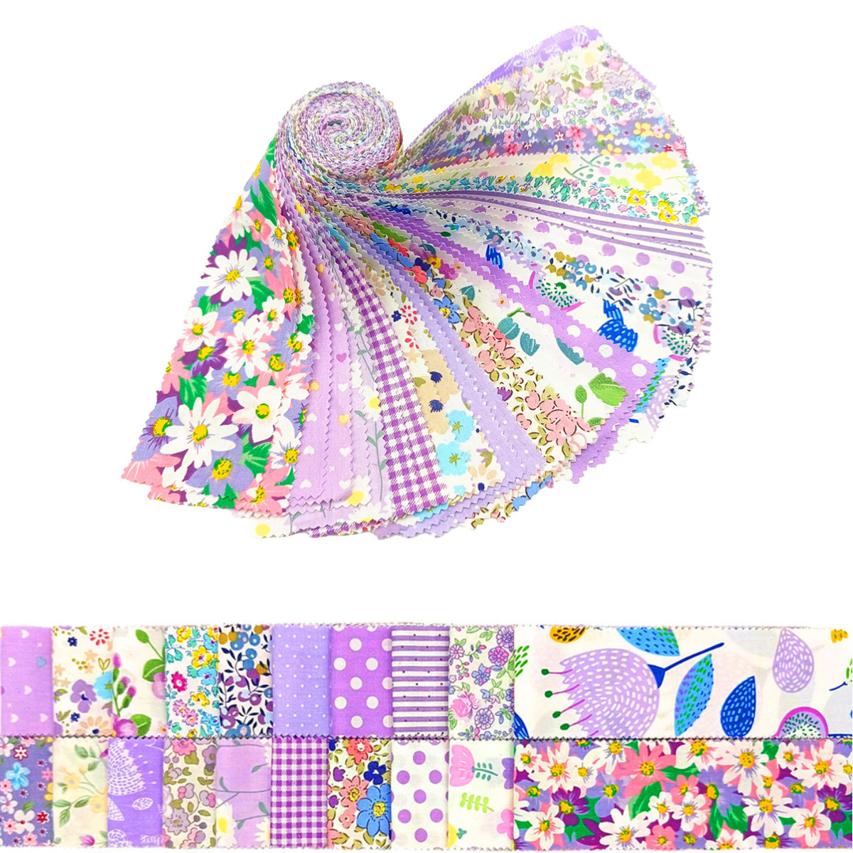 40 Pieces of Purple Cross-Border Export Quilted Patchwork Strips Quilt Strips Material Package