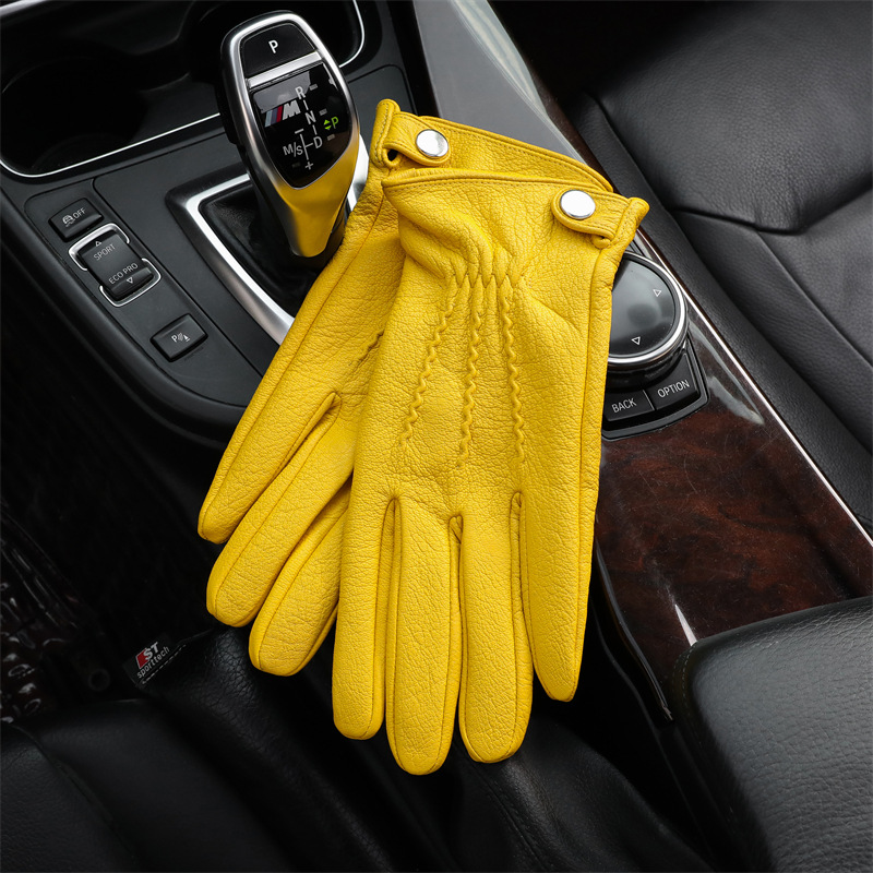 Кожаные перчатки для мужчин, осенние и зимние, бархатные, утолщенные, ветронепроницаемые, для вождения, холодозащитные, теплые, ретро, для мотоциклов