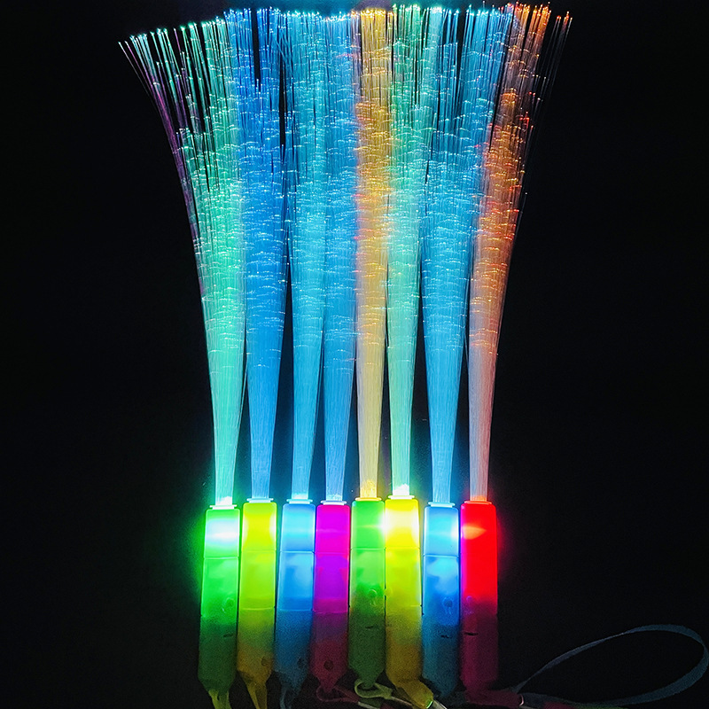 LED Colorful Luminous Optical Fiber Stick Three Function Flash Optical Fiber Stick Activity Party Concert cheer props