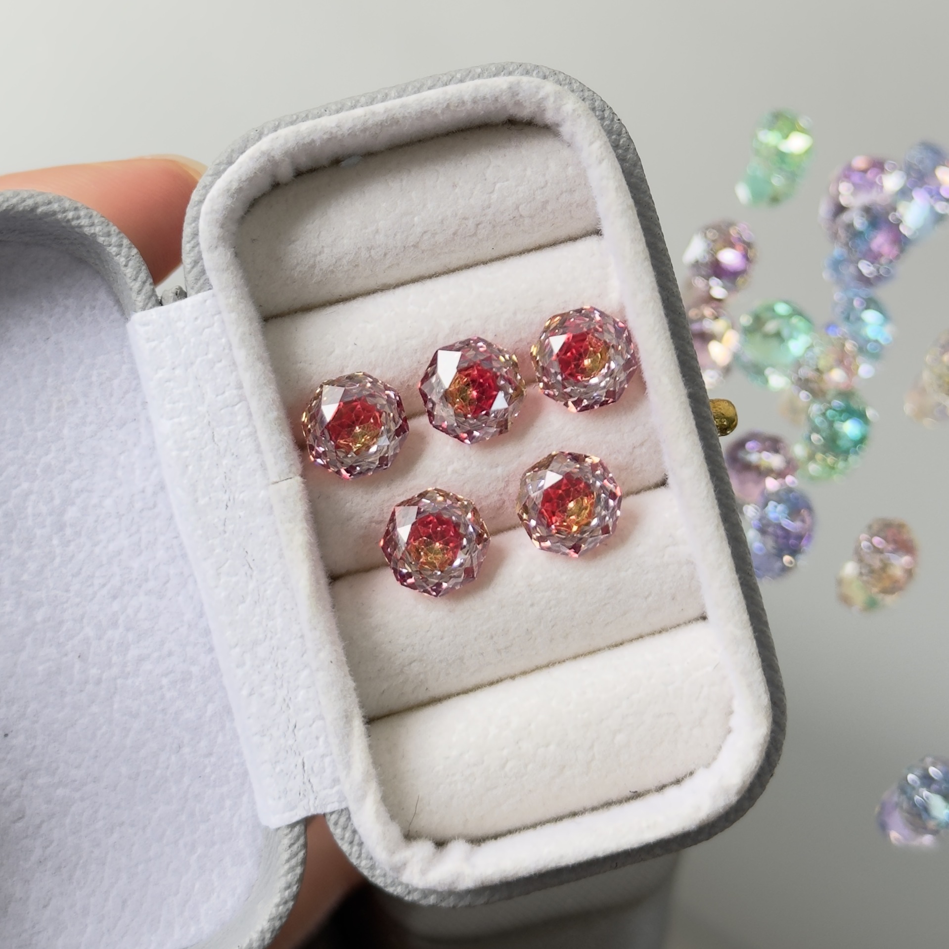 Factory Direct Sales Germanium Heart Coated Gradient Rose Cut Bare Stone Ear Bone Nail Raw Stone 5A Zircon