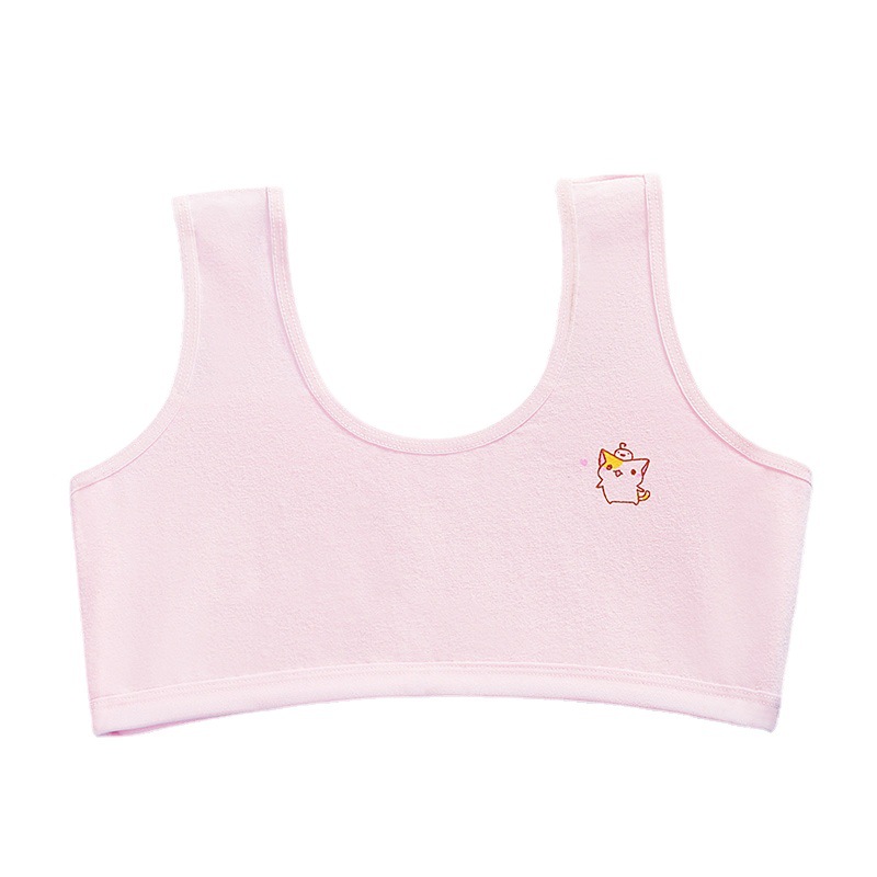 Pure Cotton Double-Layer Development Period Girls' Vest Four-Color Cartoon Girl's Tube Top for Older Children, Primary School Students, Junior High School Students' Intimates
