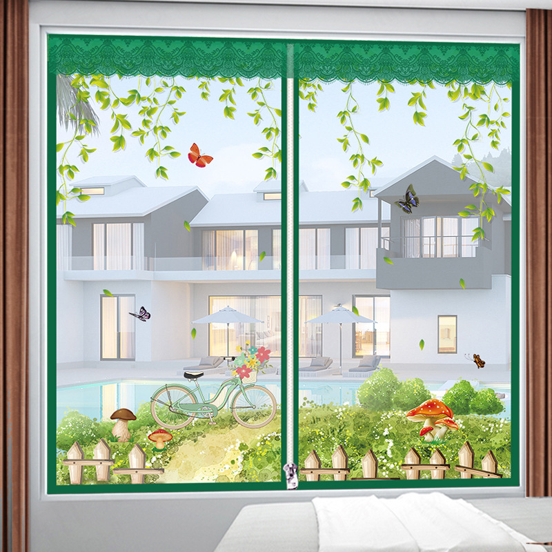 Factory direct custom window mosquito net screen door encryption breathable sand curtain summer hook and loop self-paste