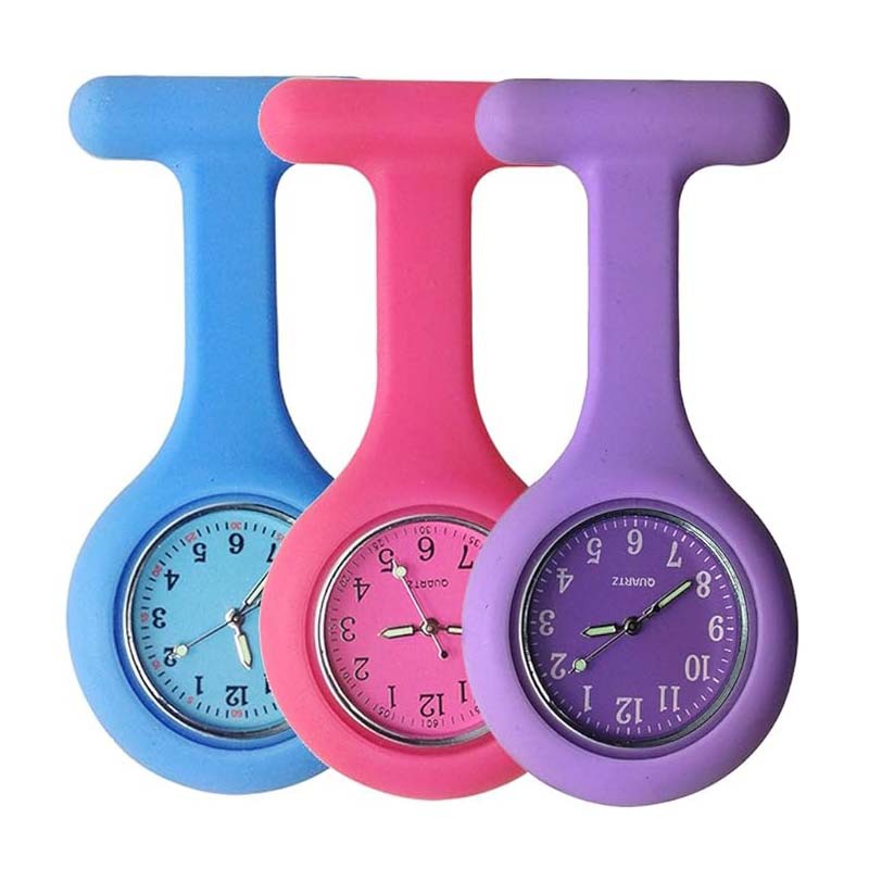 Manufacturer Wholesale Luminous Pointer Silicone Nurse Watch Nurse Hanging Watch Hospital Pin Nurse Chest Watch Color Dial