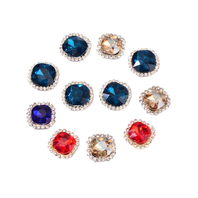 DIY Headband Hairpin Hair Accessories Accessories Material Sunflower Double-Layer Glass Hand-Sewn Rhinestone Fat Square