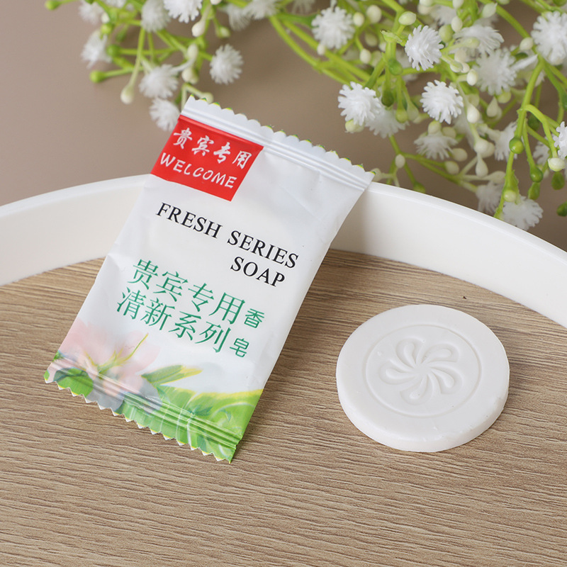 Customized hotel guest room disposable soap round soap piece wholesale toiletries B & B Inn printed logo