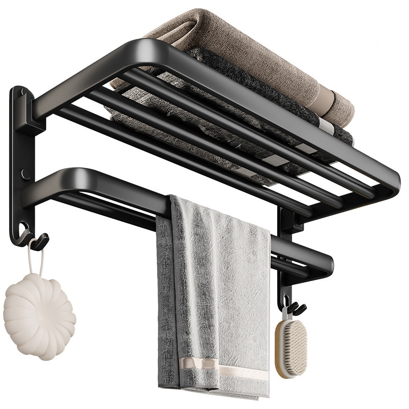 Bathroom Rack Non-perforated Space Aluminum Towel Rack Toilet Bathroom Storage Towel Rack Bathroom Hardware Pendant