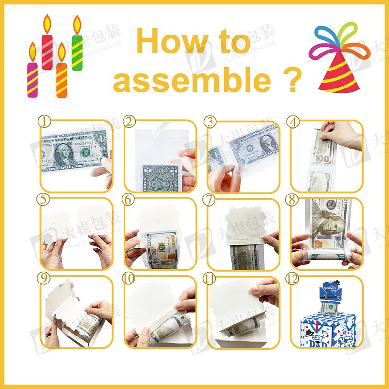 Happy Father's Day Money Pull Box for Cash Best Dad Ever Gift Box Decoration Scene Cloth