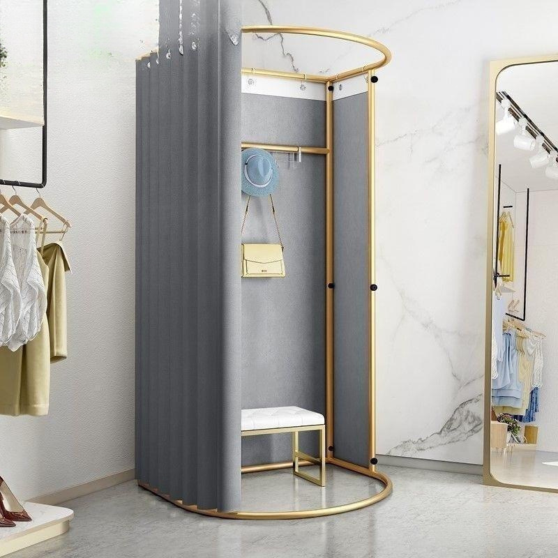 Shopping Mall Mobile Fitting Room Clothing Store Floor-Standing Portable Foldableable Simple Locker Room Temporary Display Stand Door Curtain