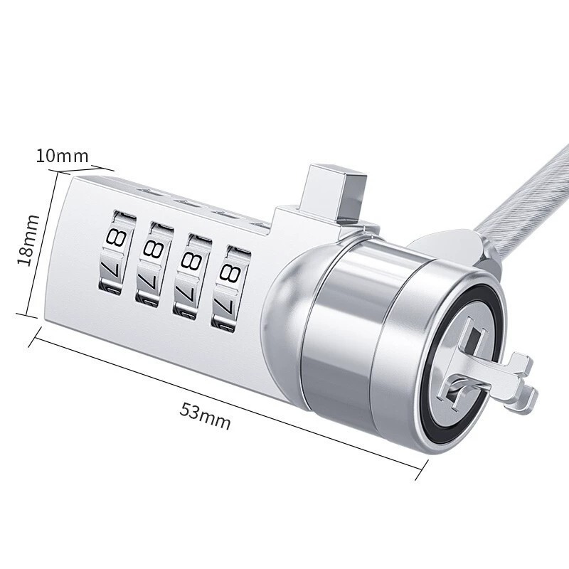 Laptop Lock Password Lock USB Key Lock Suitable for Lenovo Dell Wedge-Shaped Small Hole Nano Universal Steel Wire