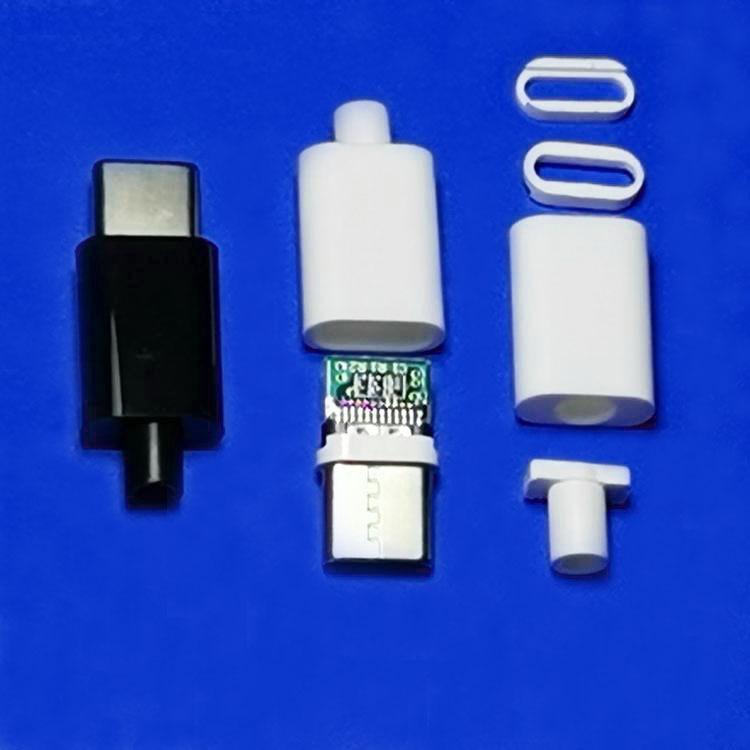 Headset data cable shell TYPE-C rubber shell black and white can be adapted to the tail tube Crescent to play internal mold glue can be