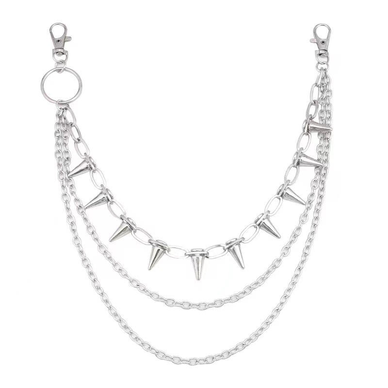 European and American Cross-border Hip Hop Punk Rivet Stage Performance Multi-layer Metal Multi-layer Pants Chain Jeans Dress Up Waist Chain