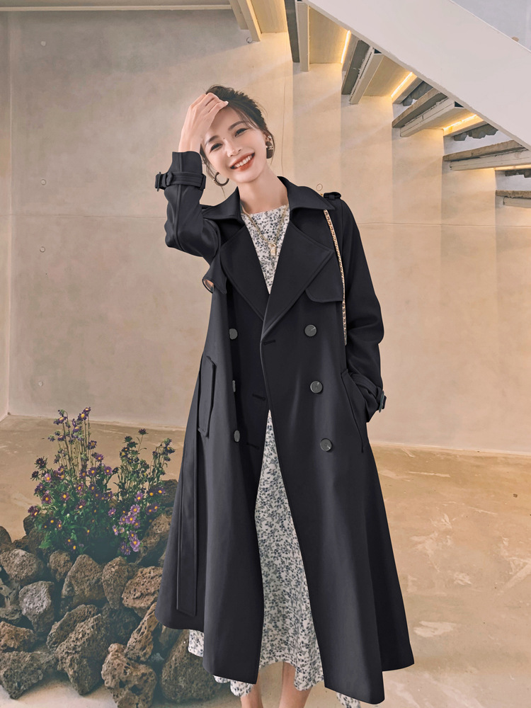 Windbreaker Autumn Women's Long Coat 2025 New High-End British Style Lace-Up Slimming Elegant Commuting Drape Coat Jacket