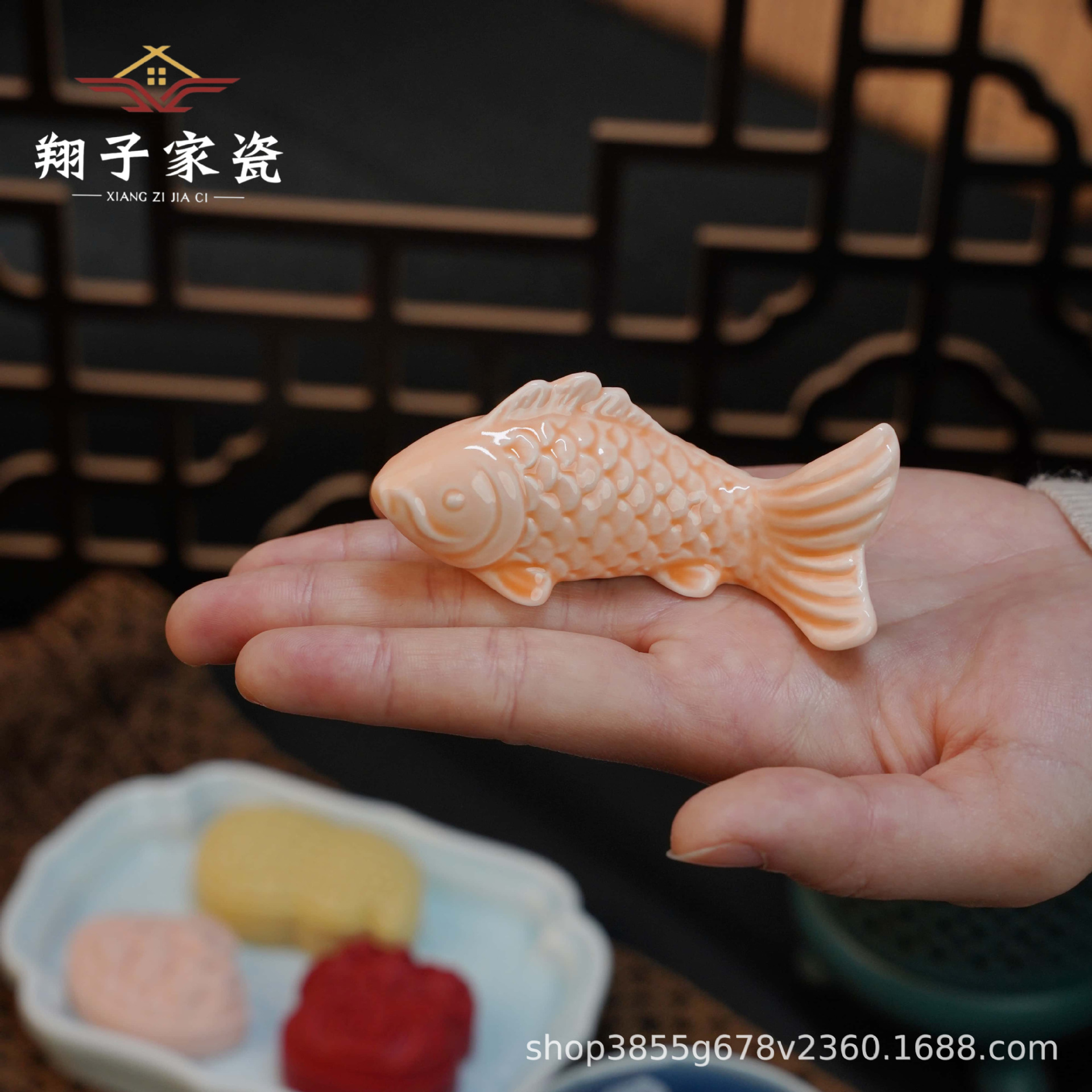 New Ceramic Chopstick Holder Chopstick Rest Pen Holder Tea Table Ornament Koi Tea Pet Creative Light Luxury Chopstick Storage Rack Spoon Fork