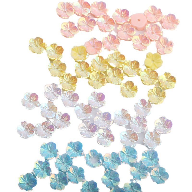 About 9mm resin imitation shell AB color five small flower plum blossom bowl flower diy jewelry accessories nail nail material