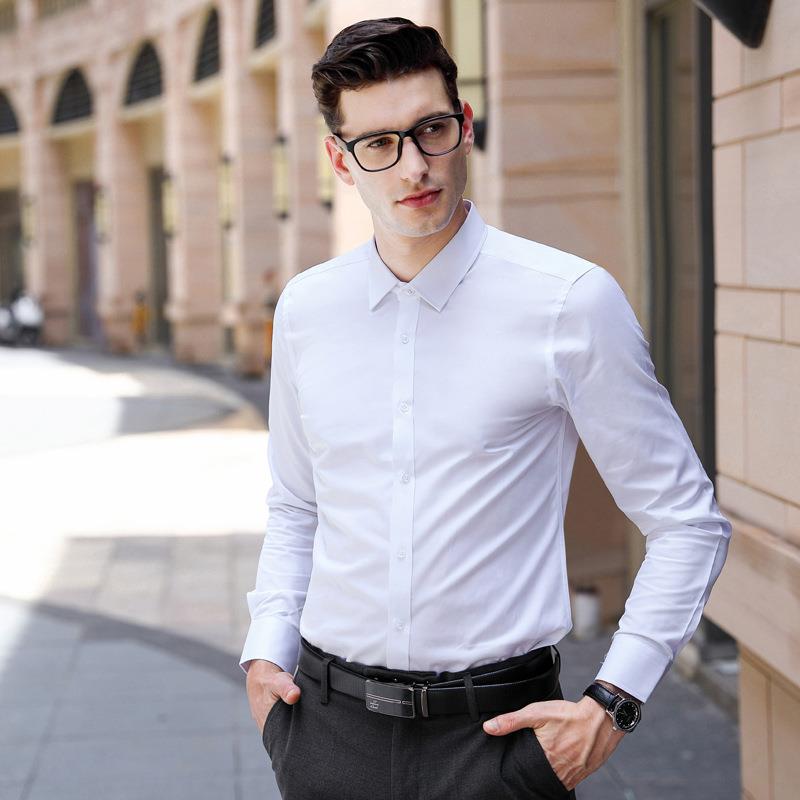 New Long-sleeved Professional Shirt Embroidered logo Men's and Women's Business Formalities Fixation Slim Fit Work Clothes Non-ironing Cotton