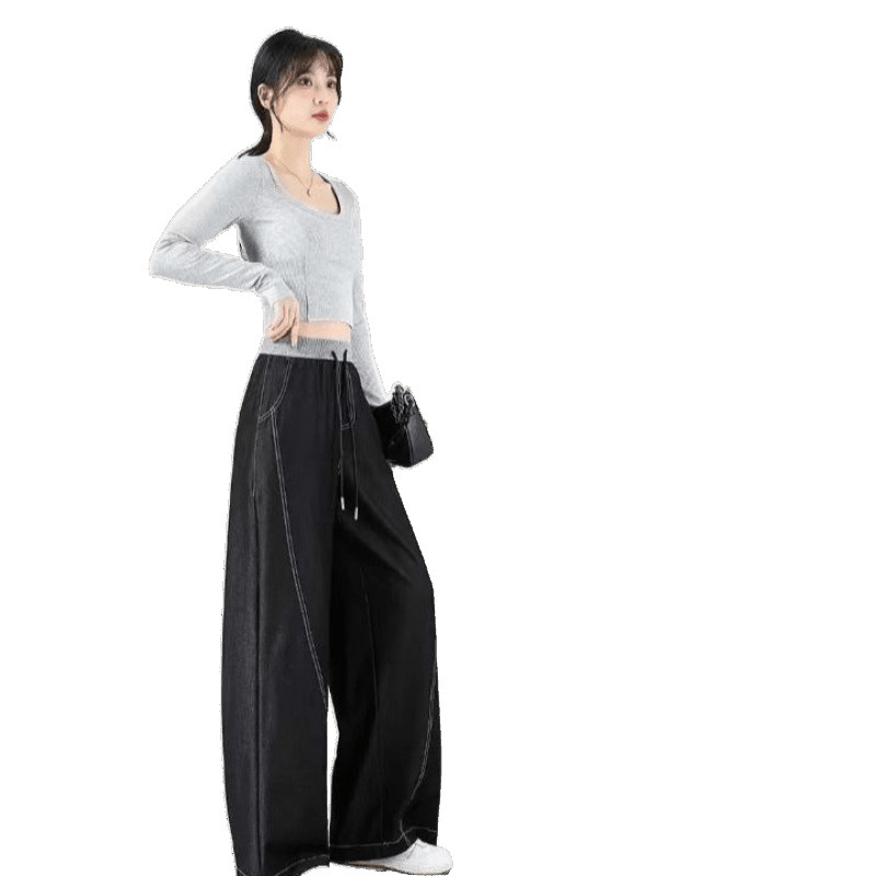 Ice Silk Thin Ultra-Light Wide-Leg Pants 2025 Summer New Large Size New Chinese Style Loose Slimming Casual Scimitar Pants