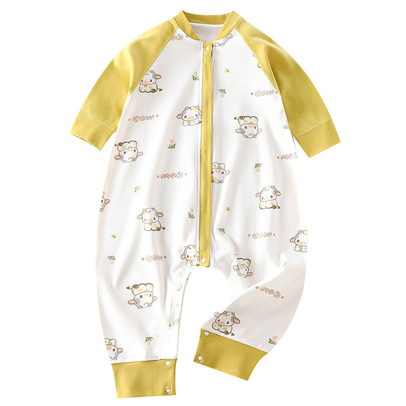 Children's Sleeping Bag Spring & Fall Baby Anti-Kick Quilt Infant Jumpsuit Boneless Crawling Suit Pure Cotton Type a Split-Leg Sleeping Bag