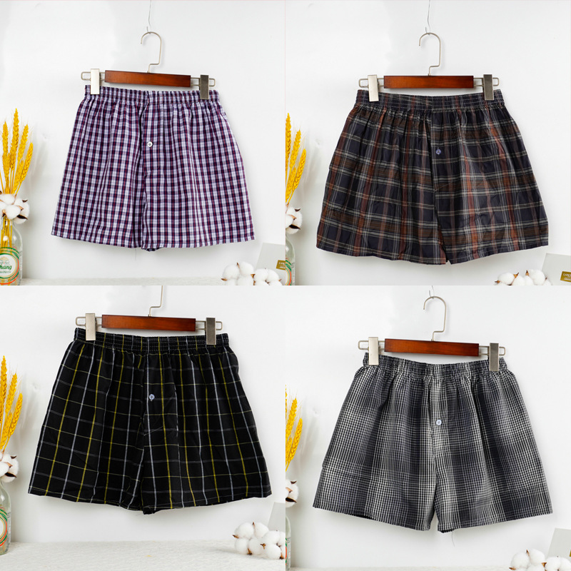Summer Pajama Pants Shorts Wholesale Loose Men's Home Pants Plaid Outer Wear Home Underwear Arrot Pants Boxer Polyester