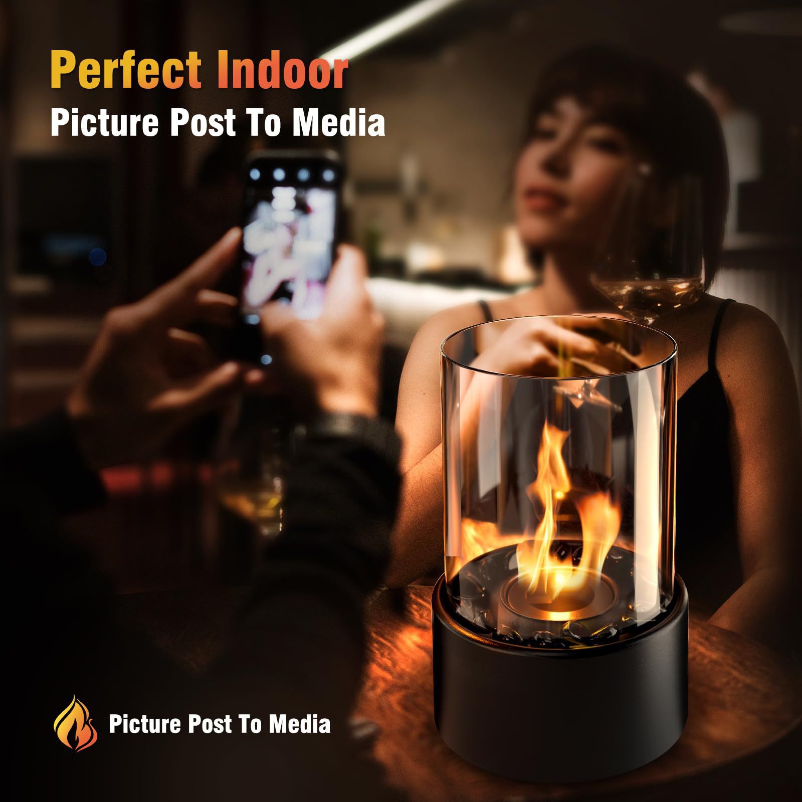 Amazon Round Alcohol Fireplace Black Stone Baked Cotton Brazier Outdoor Indoor Desktop Decoration Ethanol Fireplace