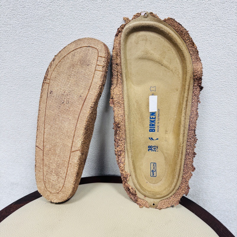 Немецкие сандалии Birkenstock, натуральная кожа, пробковая подошва, толстая подошва