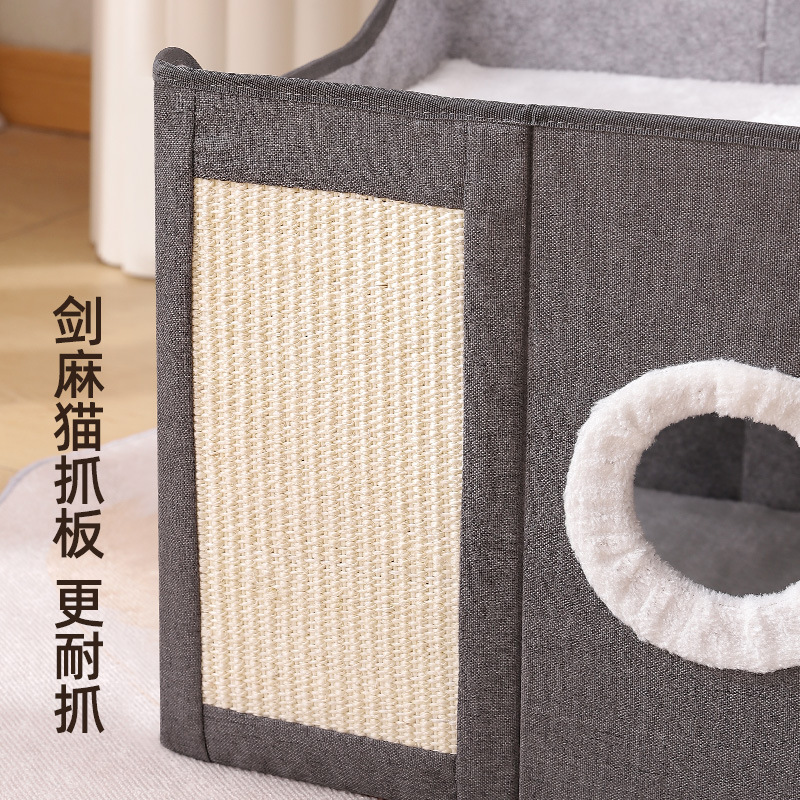 Cross-Border Hot Selling Double-Layer Cat Nest Winter Warm Semi-Enclosed Removable and Washable Foldable Pet Nest Manufacturer Wholesale