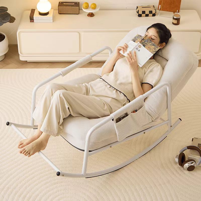 Trendy Five-Speed Adjustable Rocking Chair Lazy Leisure Wrought Iron Sofa Single Person Nap Sofa Chair Dual-Use Wrought Iron Sofa