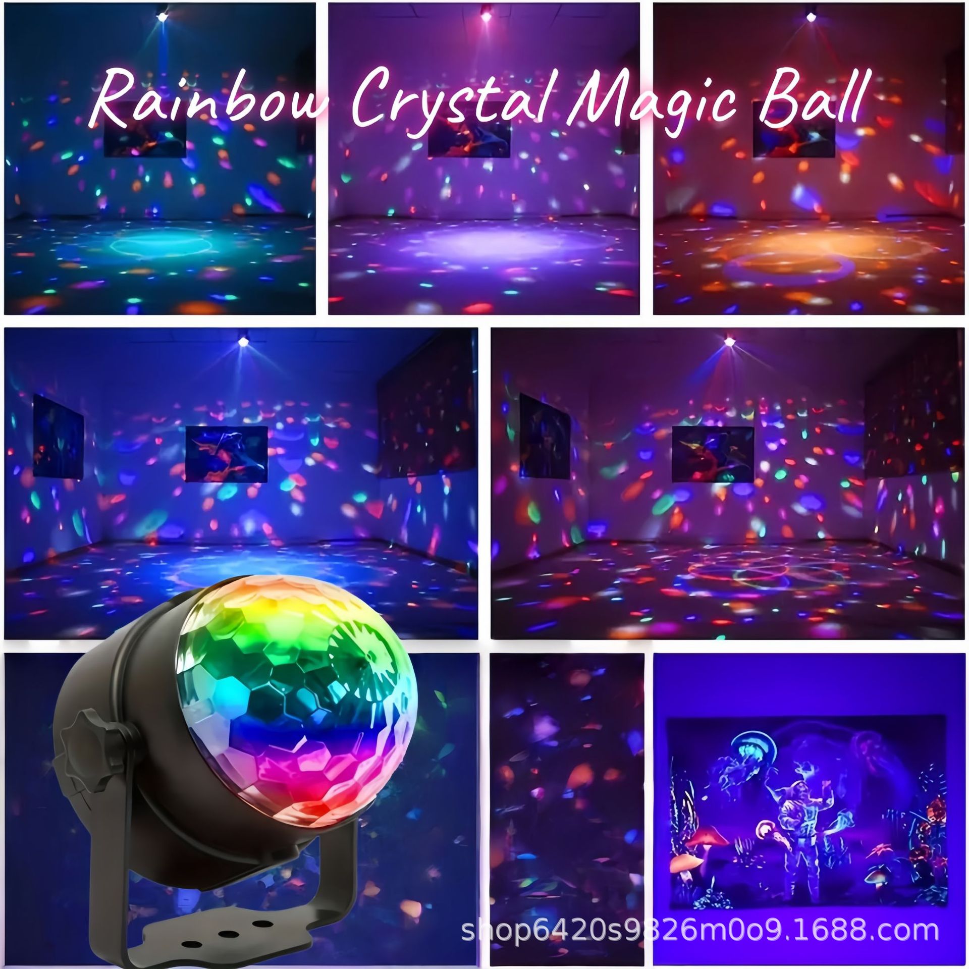 Кросс-бодер популярный цветной мини вращающийся свет светодиодный кристалл маленький магический шар свет с голосовым управлением домашний бар KTV вспышка DJ свет