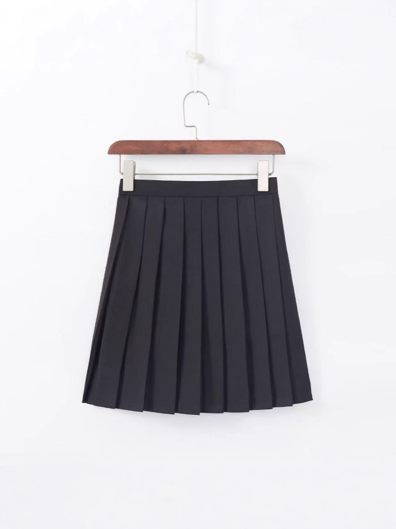 Solid Color Pleated Skirt, Short Skirt, Mid-Length Navy Blue Skirt, Jk Uniform, Japanese College Style, Candy Color A-Line Skirt