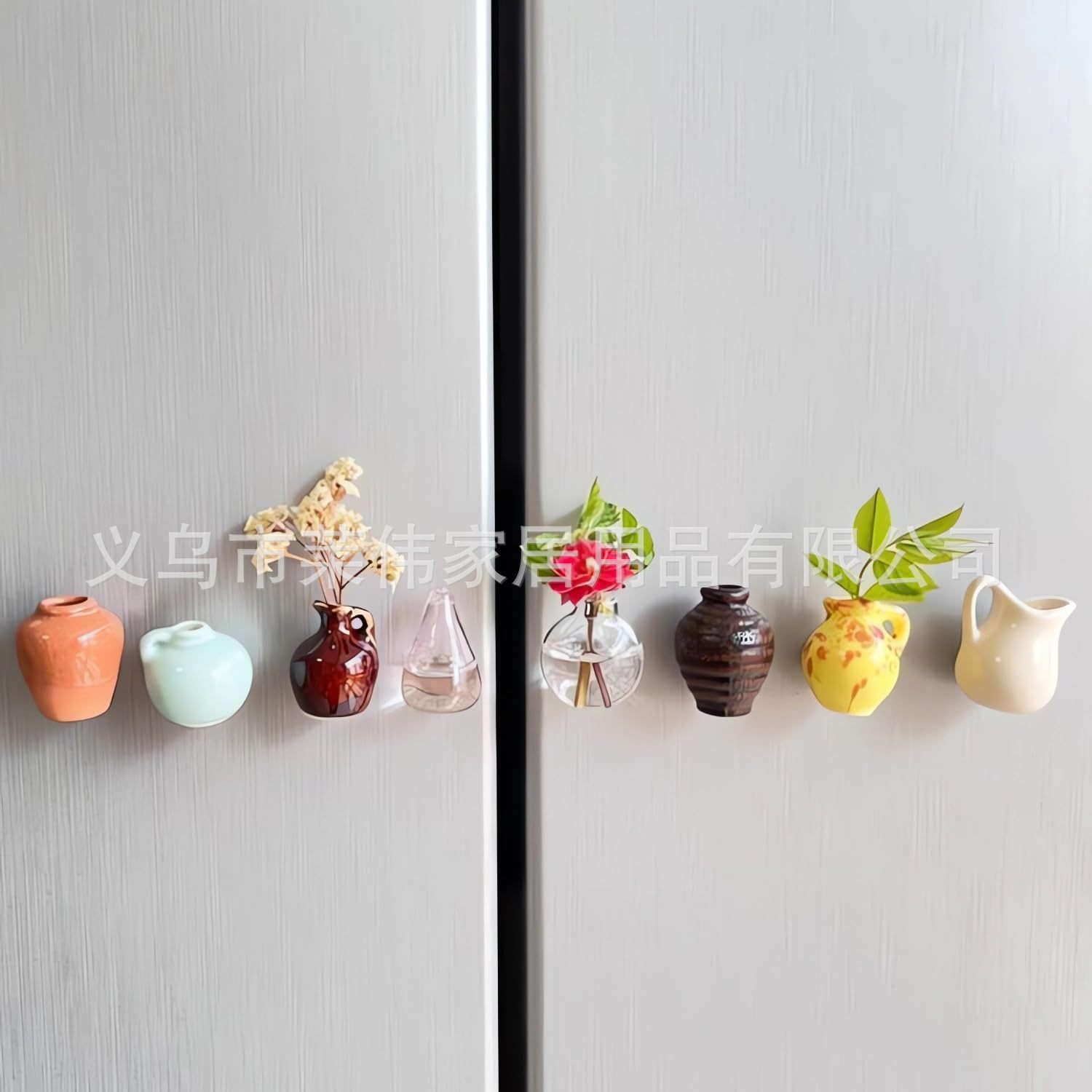 In Stock 8 Pieces Mini Vase Magnets Mini Vase Accessories Kitchen Refrigerator Office Decoration Tree