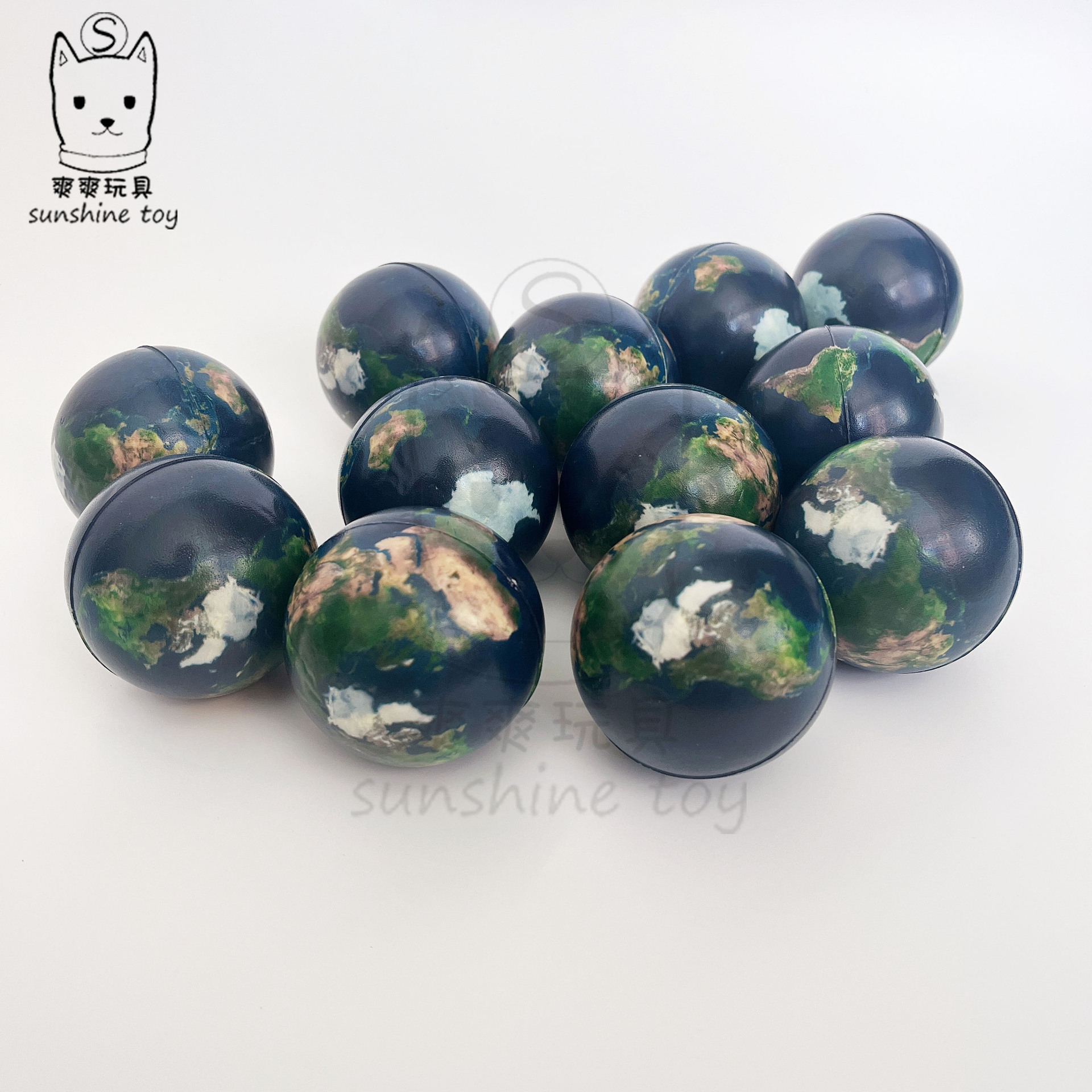 Cross-border wholesale Pu Earth 63mm stress ball children's decompression toy ball science and education map foam sponge globe