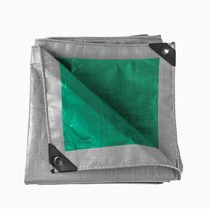 Cross-Border Green Silver Pe Tarpaulin Thickeneded Plastic Sunshade Cloth Source Factory Customized Sunscreen Coating Tarpaulin Wear-Resistant Rain Cloth