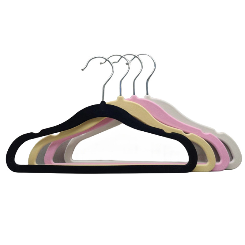 Cross-Border In-Stock 30cm Children's Velvet Clothes Hangers Wholesale Velvet Baby Non-Slip Clothes Hangers
