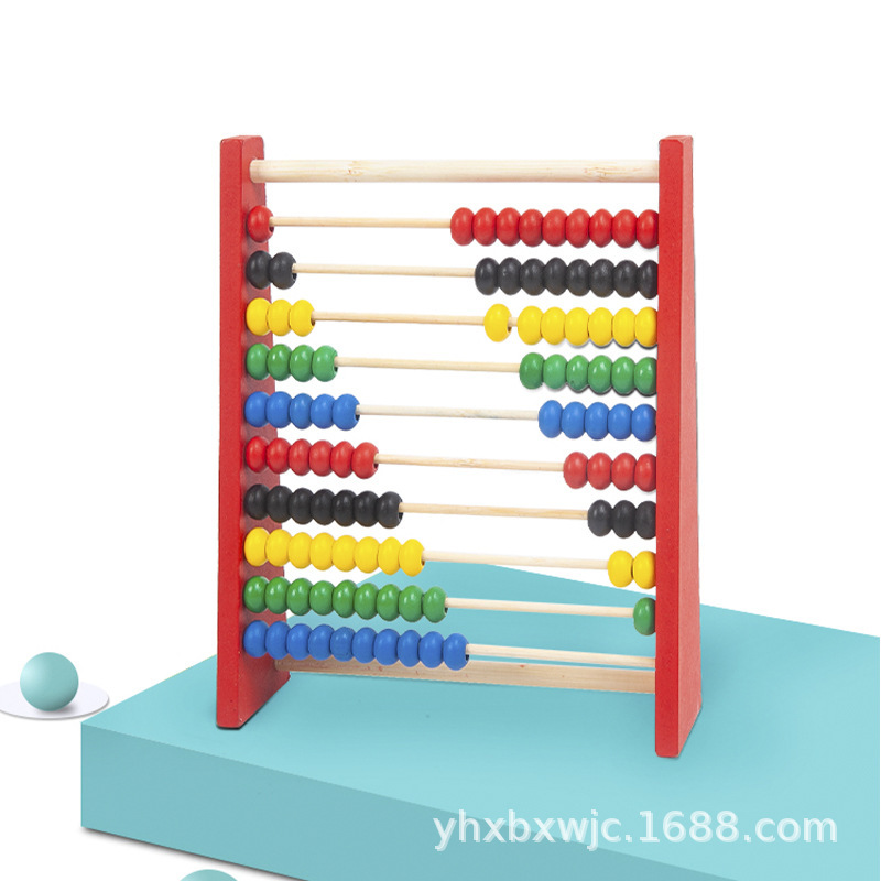 Children's wooden early education primary colorful Pearl rack kindergarten baby Enlightenment digital operation puzzle teaching aids wholesale