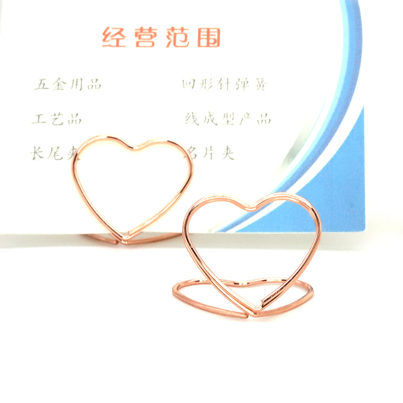 Double-layer love metal business card holder heart-shaped message holder Amazon explosions wedding desktop ornaments love note holder